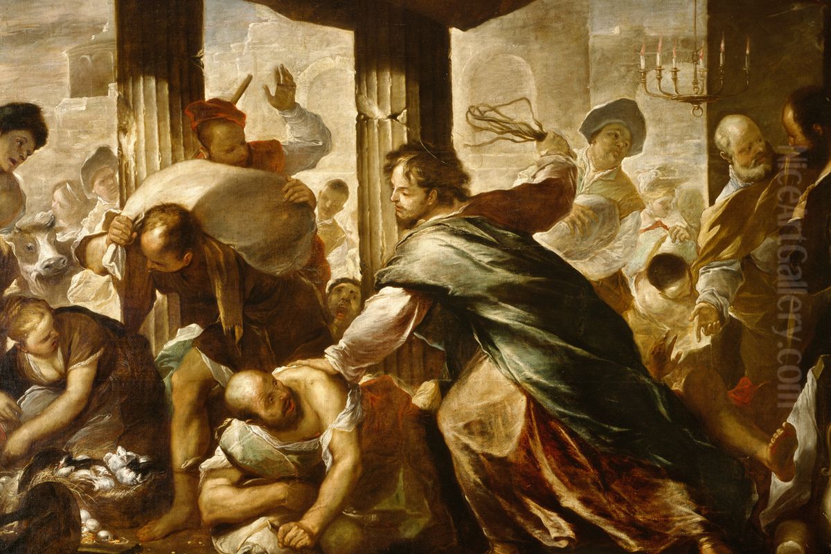 Christ Cleansing the Temple Oil Painting by Luca Giordano