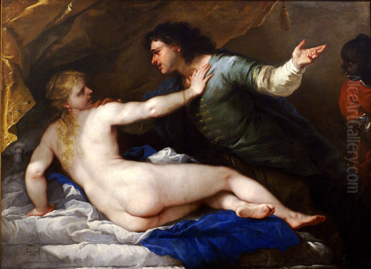Lucretia and Tarquin Oil Painting by Luca Giordano