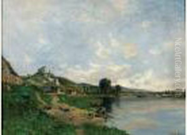 Les Lavandieres Oil Painting by Edmond Charles Joseph Yon