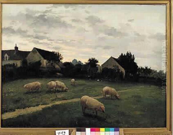 Cochons Dans Un Pre Oil Painting by Edmond Charles Joseph Yon