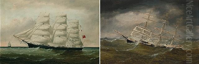 The Connemara At Sea (#) The Connemara In A Storm Oil Painting by William Howard Yorke