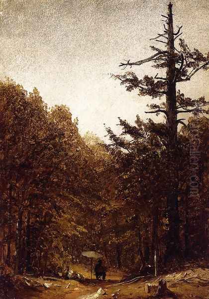 A Forest Road Oil Painting by Sanford Robinson Gifford