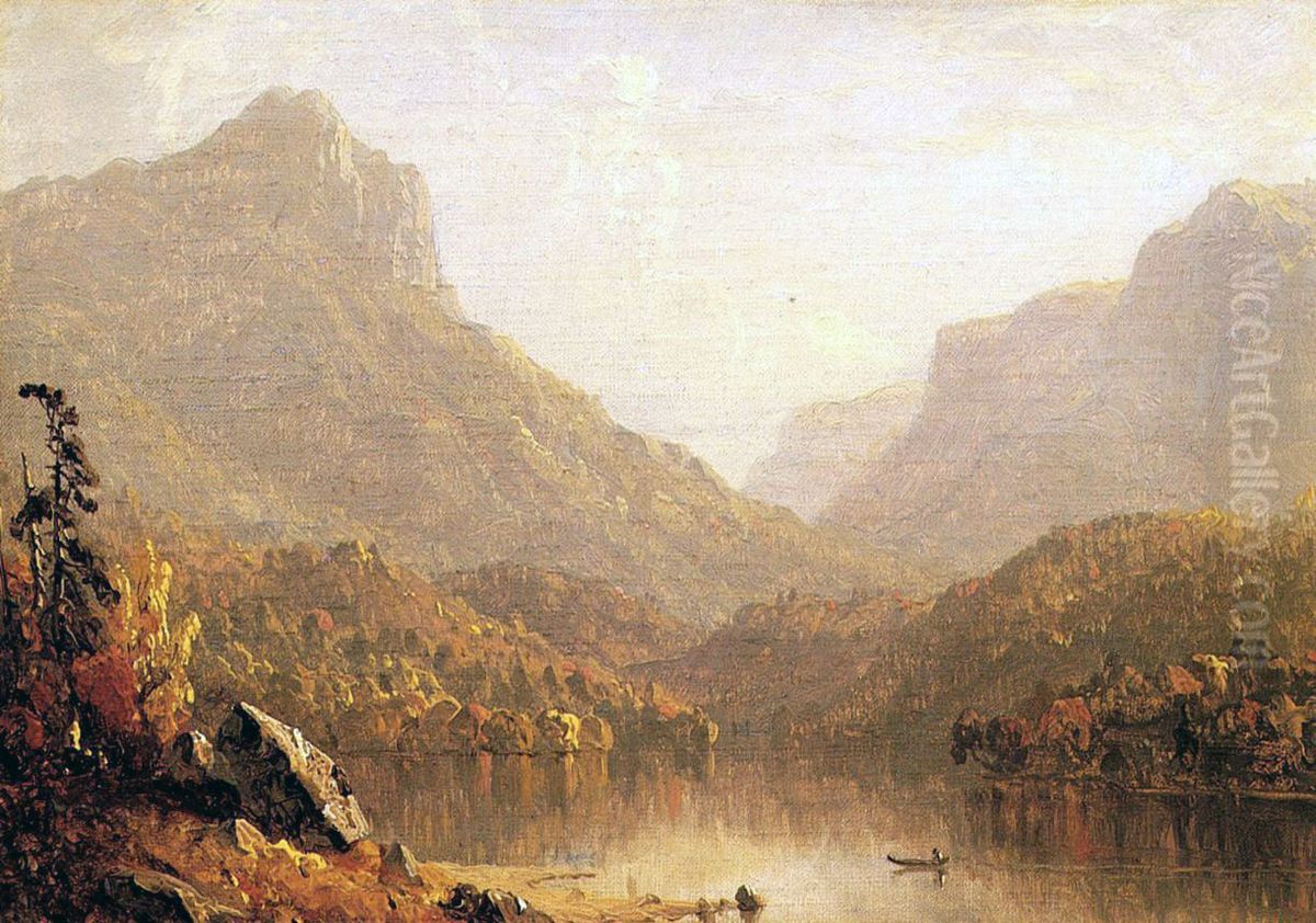 Lake Scene Oil Painting by Sanford Robinson Gifford