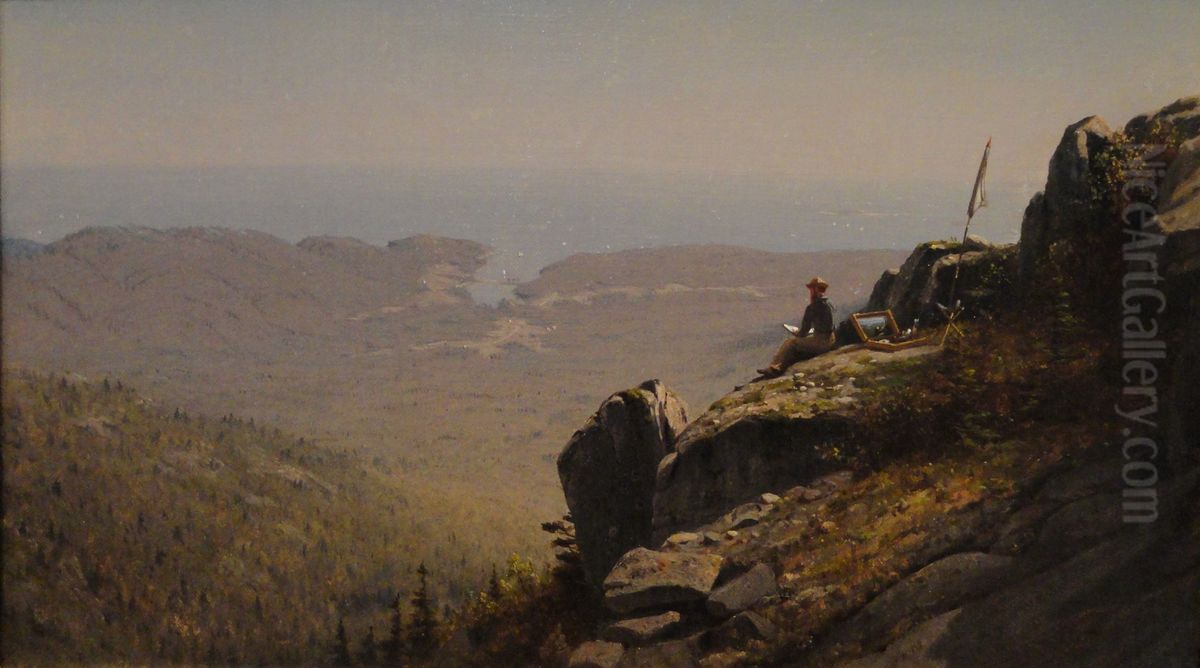 The Artist Sketching at Mount Desert, Maine Oil Painting by Sanford Robinson Gifford
