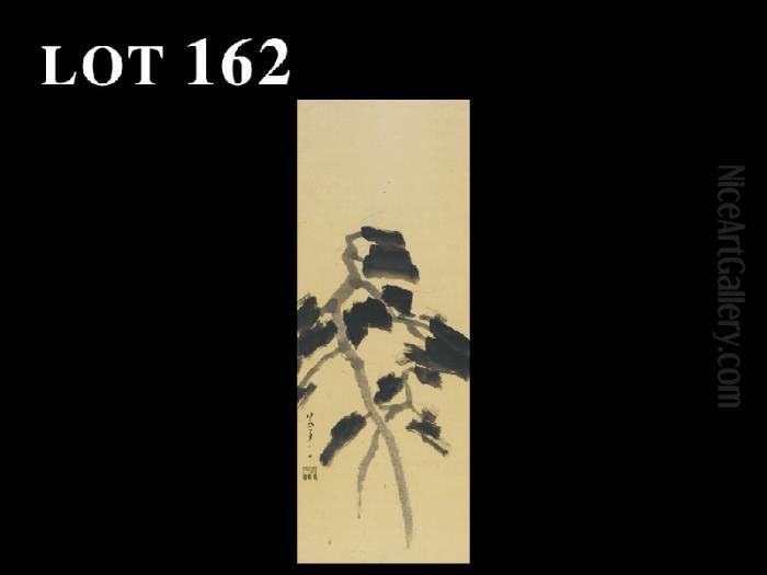 A Pine Tree Oil Painting by Takehisa Yumeji