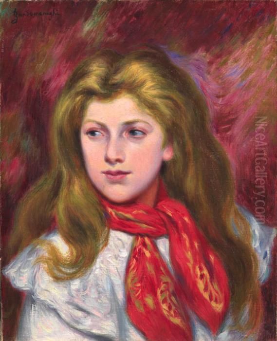 Tete De Fillette Oil Painting by Federigo Zandomeneghi