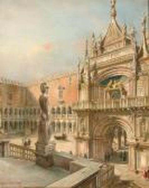 Cortile
Di Palazzo Ducale A Venezia Oil Painting by Francesco Zanin