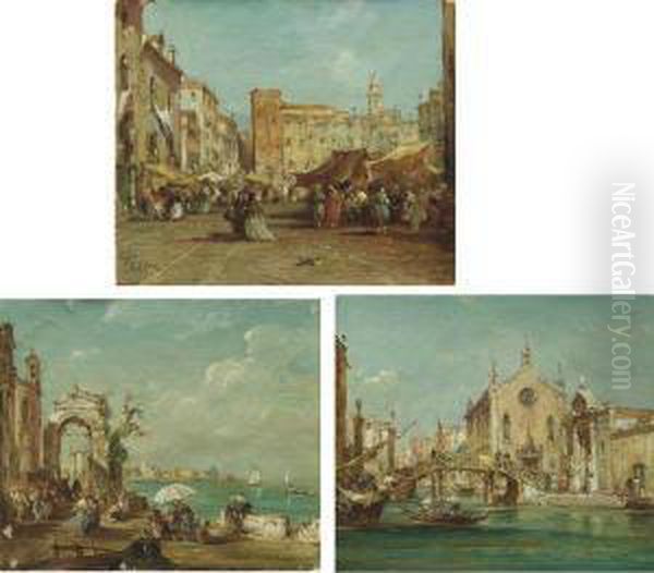 Campo Santa Margherita A Venezia Oil Painting by E. Zeno