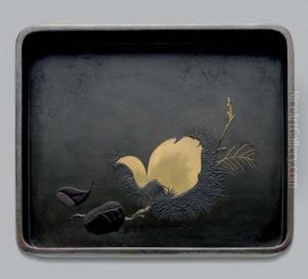 A Lacquer Sweet Tray For Tea Gatherings (kashiki) Oil Painting by Zeshin Shibata