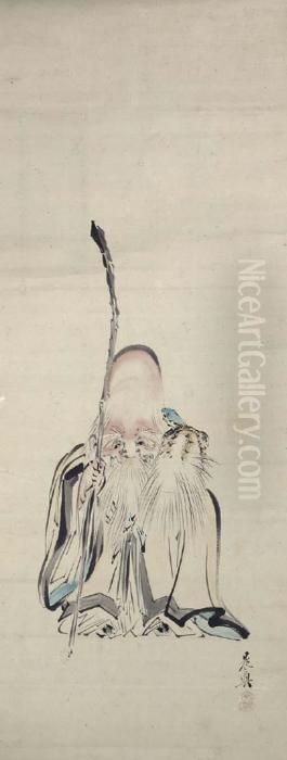 19th Century Oil Painting by Zeshin Shibata