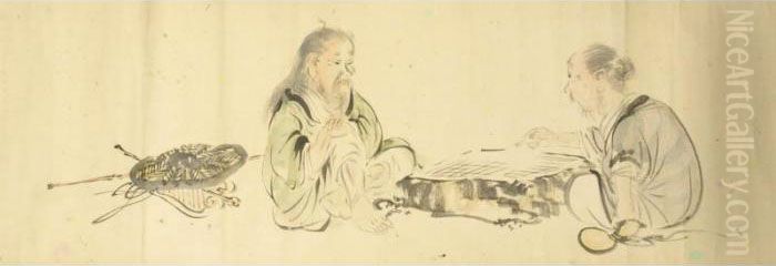 Jinbutsu Makimono Oil Painting by Zeshin Shibata