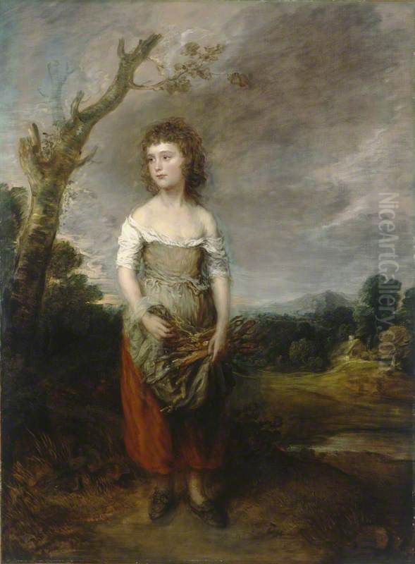 A Peasant Girl Gathering Faggots in a Wood Oil Painting by Thomas Gainsborough