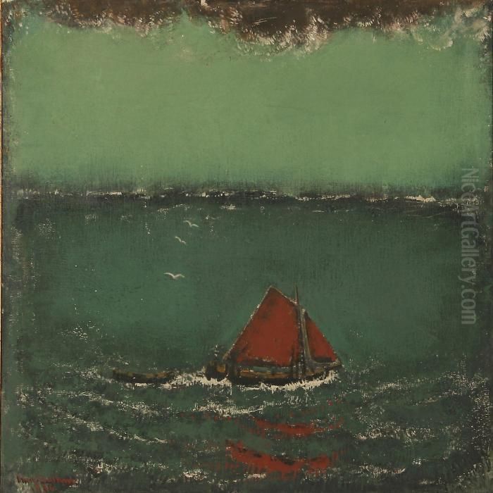 Ship Oil Painting by Ernst Zeuthen