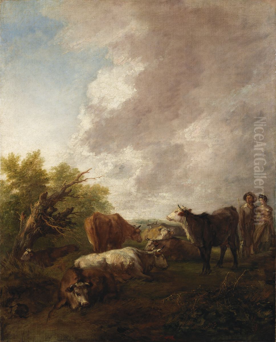 Landscape with Cattle Oil Painting by Thomas Gainsborough