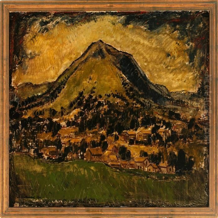 Mountain View With Houses Oil Painting by Ernst Zeuthen