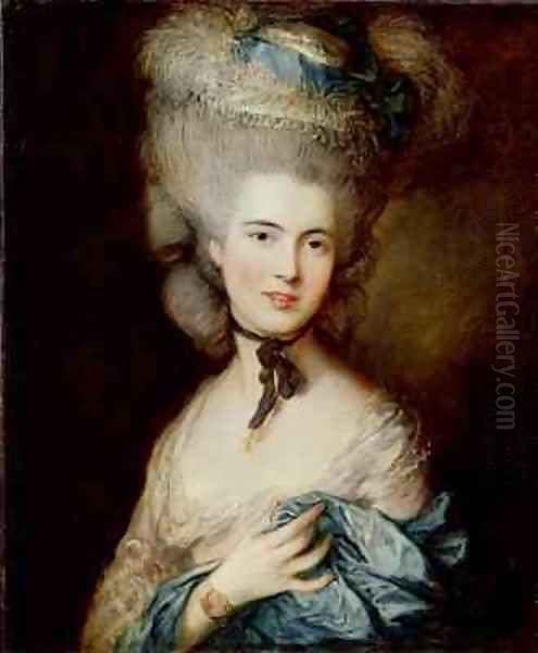 A Woman in Blue Oil Painting by Thomas Gainsborough