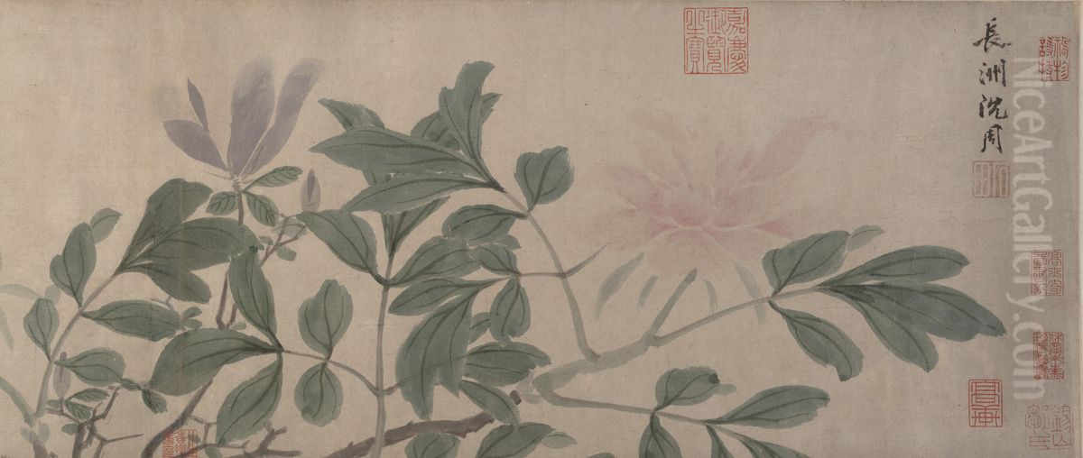 Flowers Of The Four Seasons Oil Painting by Shen Zhou