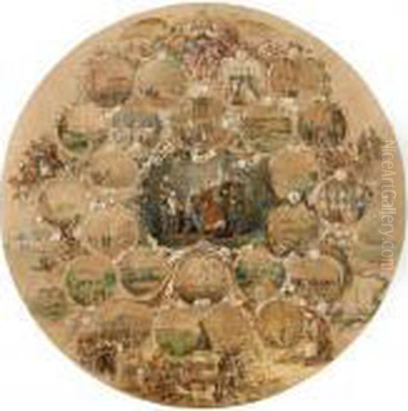 An Important Montage Marking The
 Occasion Of The Emperor Alexanderii's Silver Wedding Jubilee Oil Painting by Mihaly von Zichy