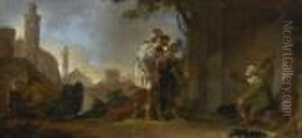 Belisar Und Narses Bei Einem
 Blinden Seher. Oil Painting by Januarius Zick