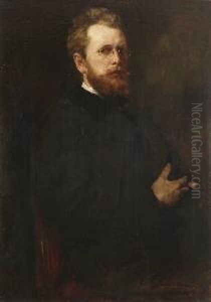 Selbstbildnis Des
 Kunstlers. Oil Painting by Ernst Karl Georg Zimmermann