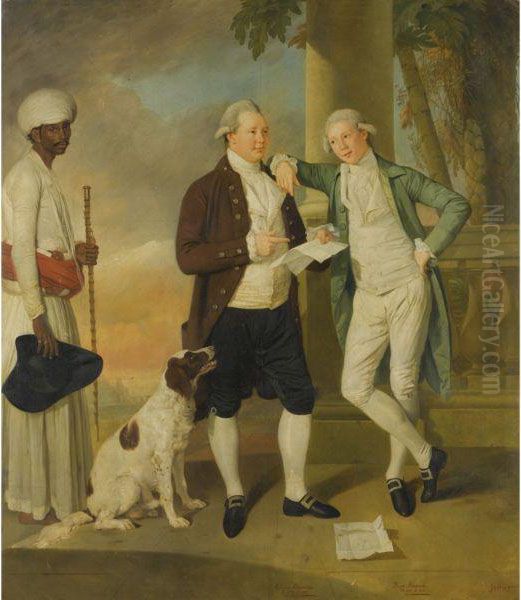 Portrait Of Claud Alexander 
(1752-1809), With His Brother Boyd,attended By An Indian Servant Oil Painting by Johann Zoffany