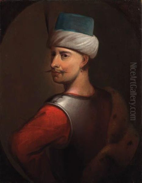 Portrait Of A Turk, Previously 
Identified As Sultan Sellim Iii,half-length, In A Red Jacket With A 
Breast Plate And A Featheredturban Oil Painting by Johann Zoffany