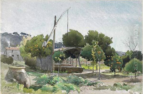 Orangers Dans Le Midi Oil Painting by Jean Henri Zuber