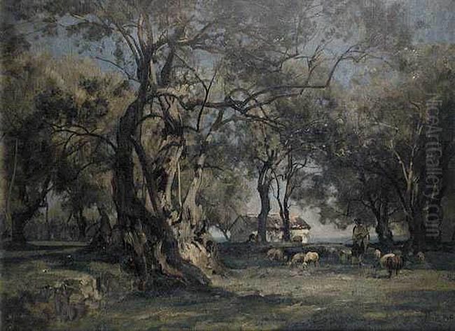 Pejzaz Ze Sztafazem Oil Painting by Jean Henri Zuber