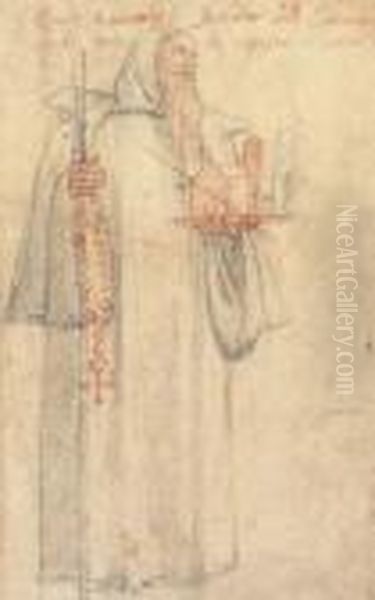 Fra Stefano, Procurator Of The 
Camaldolites At Vallombrosa, Assaint Romuald, Holding A Model Of A 
Church And A Rosary Oil Painting by Federico Zuccaro