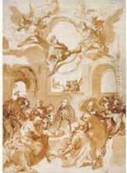 L'adoration Des Bergers. Oil Painting by Taddeo Zuccaro