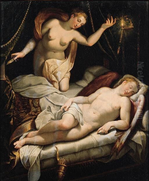 Venere E Cupido Dormiente Oil Painting by Jacopo Zucchi