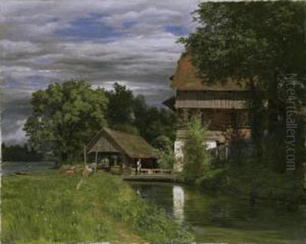 Die Muhle Von Rathausen
The Mill Of Rathausen Oil Painting by Robert Zund