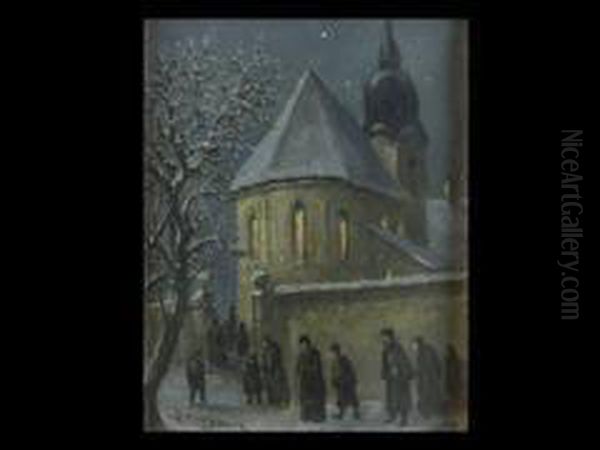 Kirchgang Oil Painting by Anton Georg Zwengauer