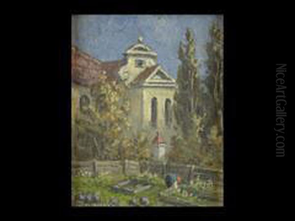 Schrebergarten Vor Kirche Oil Painting by Anton Georg Zwengauer