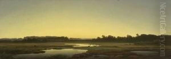 Abendliche Moorlandschaft Oil Painting by Anton Georg Zwengauer
