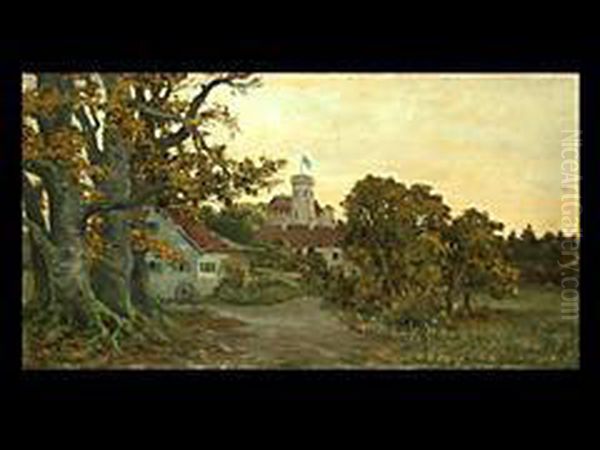 Schloss Berg Am Starnberger See Oil Painting by Anton Georg Zwengauer
