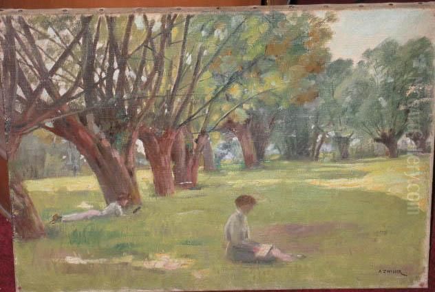 Partie De Campagne Oil Painting by Augustin Zwiller