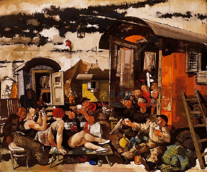 Comedians Oil Painting by Vilmos Aba-Novak