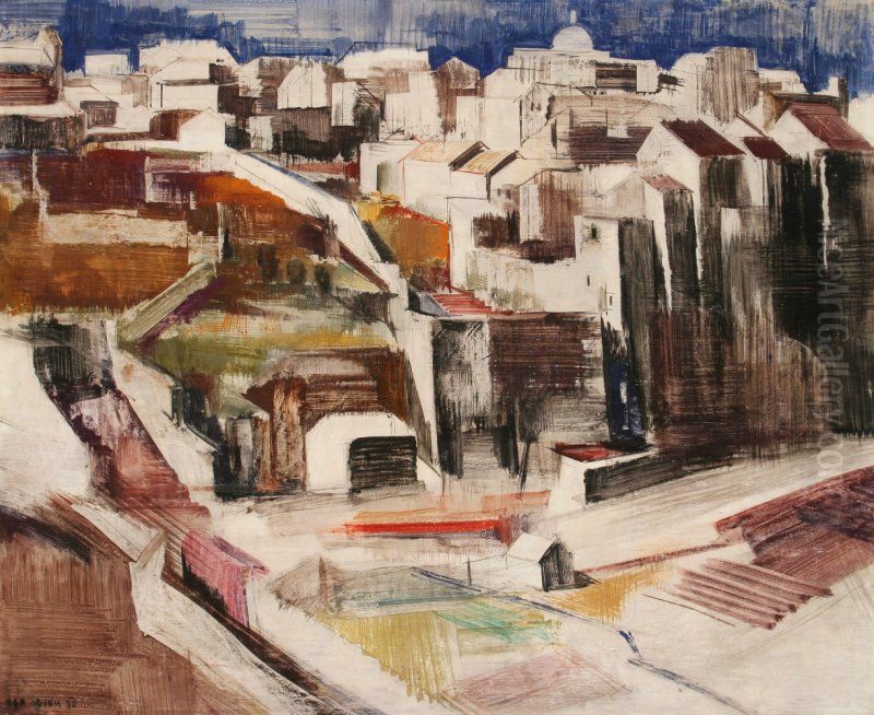 Italian Town Oil Painting by Vilmos Aba-Novak