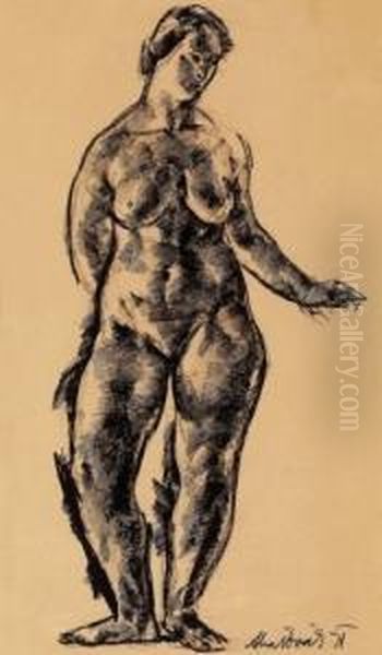 Before Bathing Oil Painting by Vilmos Aba-Novak