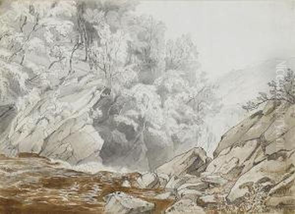The Falls Of Locky Looking Down From Killin,scotland Oil Painting by John White Abbott