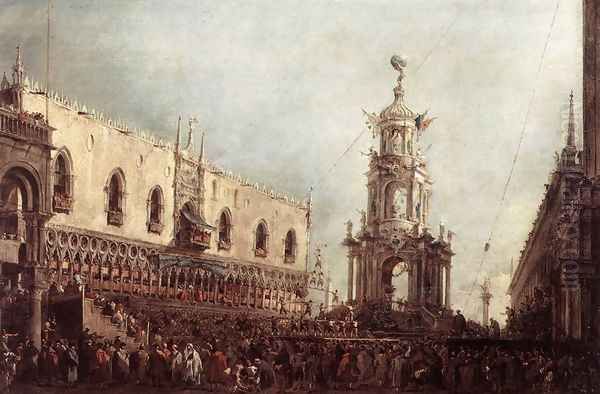 Carnival Thursday on the Piazzetta 1766-70 Oil Painting by Francesco Guardi