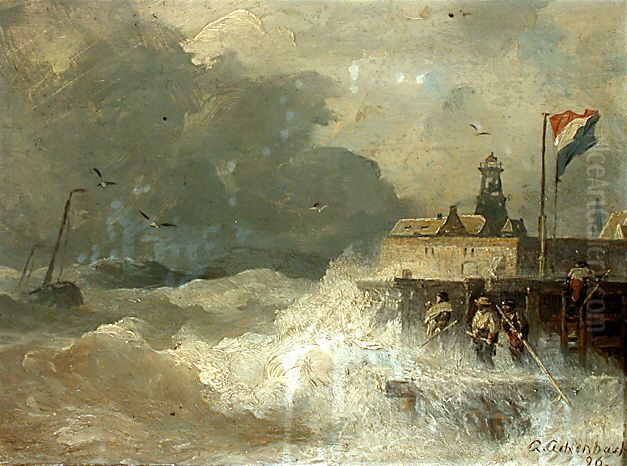 Sturm An Der Kuste Oil Painting by Andreas Achenbach