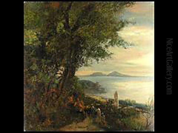 Am Golf Von Neapel Oil Painting by Oswald Achenbach