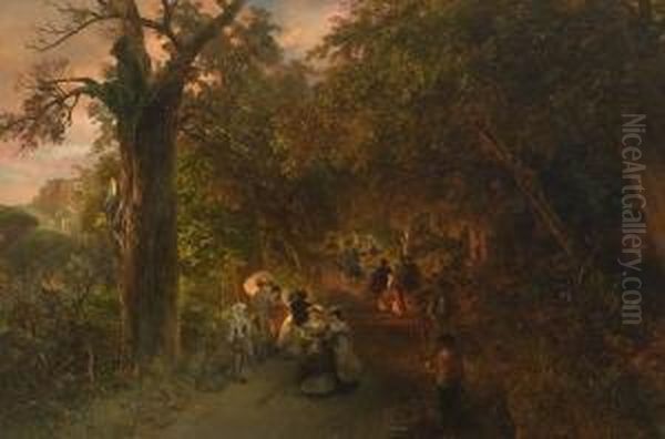 Auf Dem Weg Nach Castel
 Gandolfo. Oil Painting by Oswald Achenbach