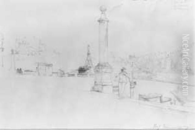 Am Tiberufer In Rom Oil Painting by Oswald Achenbach