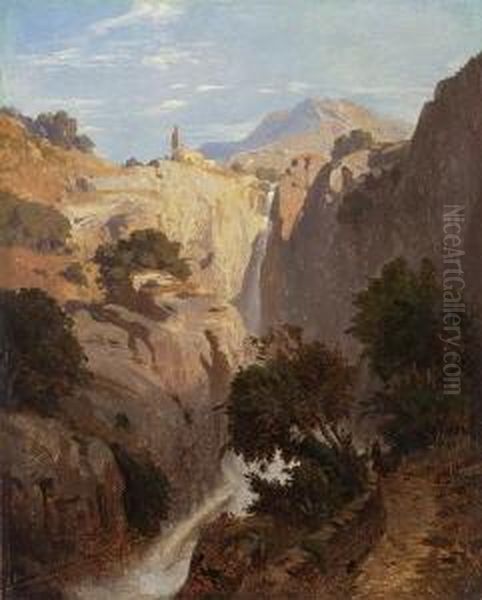 Gebirgsschlucht Bei
 Tivoli Oil Painting by Oswald Achenbach