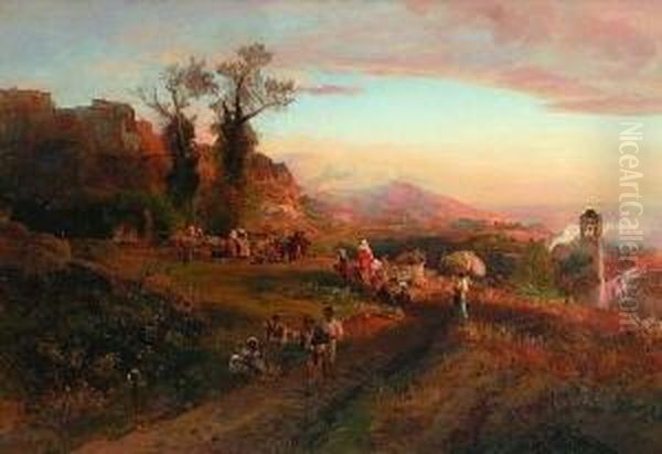 Italienische
 Gebirgslandschaft Oil Painting by Oswald Achenbach