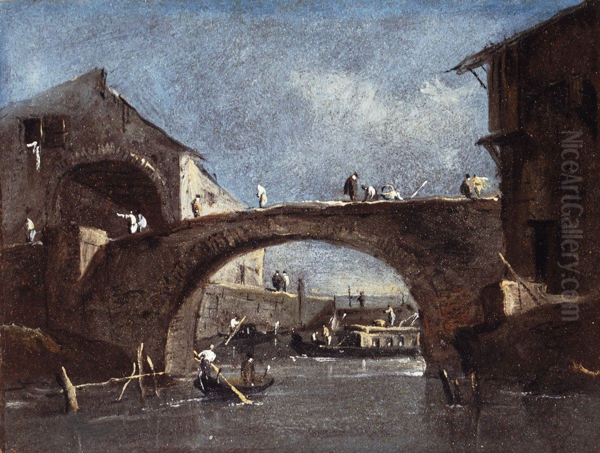 Bridge at Dolo Oil Painting by Francesco Guardi