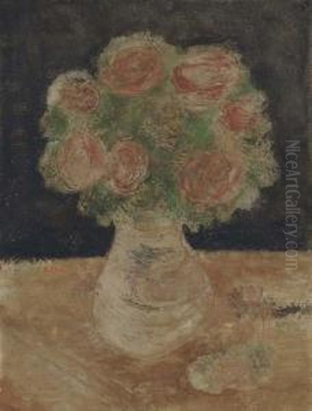 Vase Of Flowers Oil Painting by Jankel Adler